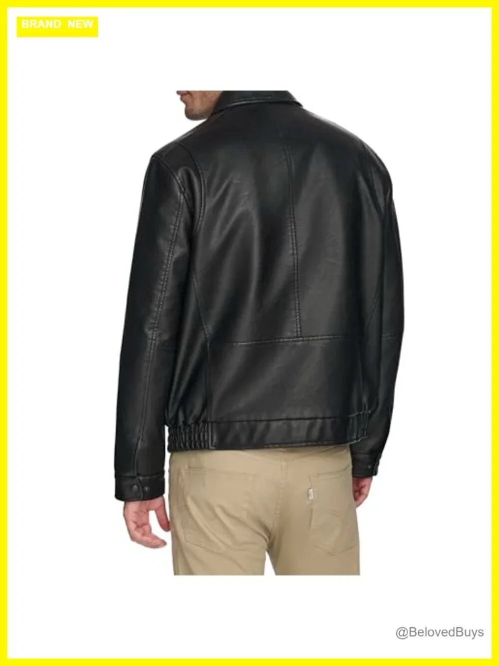 Faux Leather Jacket, Men's, Long Sleeve, Quilted Silhouette, Zip Front